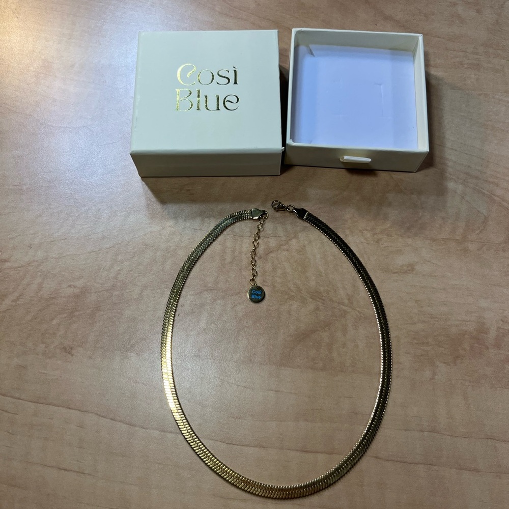 Gold Tone Custome Jewelry Herringbone Necklace In Original Box
Great gift